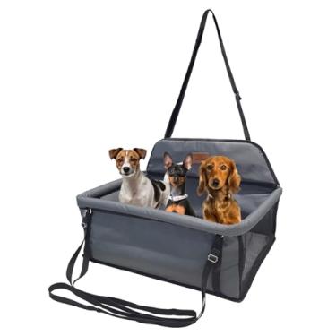 Imagem de Cadeira Assento Para 3 Pets Juntos No Carro Cães Gato Seguro (Cinza, Médio)