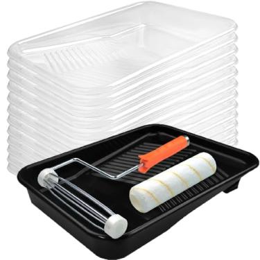 Imagem de Great Andrew-Kit de rolo de pintura, pacote com 15, rolos de pintura de 23 cm para pintar paredes, bandeja de pintura com forros, chama de rolo de 23 cm, 5 fios, kit de pintura profissional para