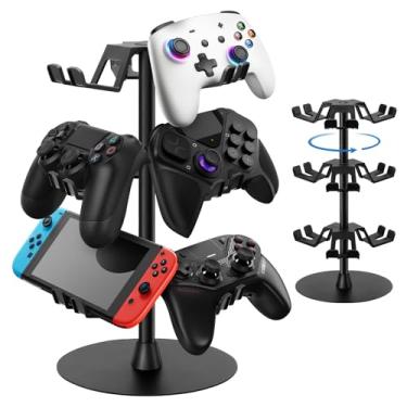Imagem de hatisan Suporte de fone de ouvido giratório de 3 níveis, suporte de controle de mesa para Xbox PS5 PS4 Switch, acessórios de jogos, suporte de fone de ouvido para controle de 8 unidades