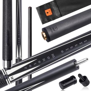 Imagem de PODAYUDE Bastão de sinuca de fibra de carbono Little Monster - 2 peças de taco de bilhar com 9 bolas de 12,5 mm de baixa deflexão de fibra de carbono com junta rápida de 4 pinos, [peso ajustável] 540