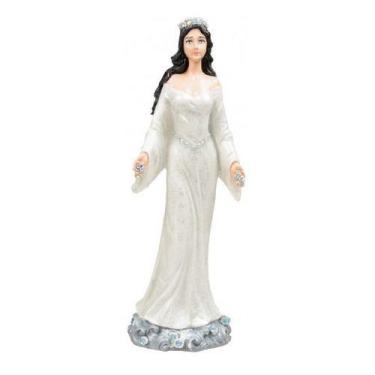 Imagem de Imagem Iemanjá Manto Metaliza Branca Escultura Resina 27 Cm - Lua Mist