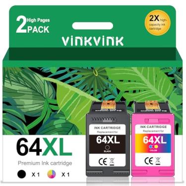 Imagem de Cartucho de tinta 64XL preto e colorido combo de substituição para HP 64XL 64 Work for Envy Photo 6220 7120 7155 7164 7858 7800 7255e Tango X Smart All-in-One Printer (1 preto, 1 tricolor)