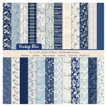 Imagem de WLXTREE Papel Vintage Com Estampa Floral Para Jardim De Flores Azuis, Álbum Recortes Botânico, Decorativo Especial Dupla Face Artesanato, Faça Você Mesmo, Cartão Fundo, Fotos, Decoração Diário