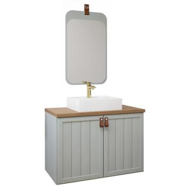 Imagem de Gabinete de Banheiro Alure 80 com espelho monet Pistache/Freijo - MGM