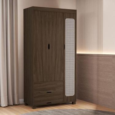 Imagem de Roupeiro 3 Portas e 2 Gavetas Clara Tela Chocolate