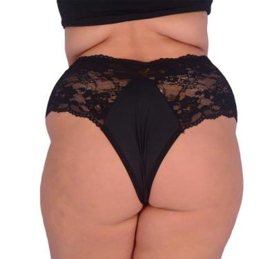Imagem de Calcinha Plus Size Tanga Renda Sensual Microfibra Noite - Dakota Linge