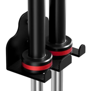 Imagem de XZHXFX Suporte De Parede Para Barra, Barra Com 2 Suportes Academia Garagem, Gancho Olímpico Vertical, Acessório Que Economiza Espaço, Suporta Barras Menores 33 Mm (Preto)