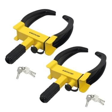 Imagem de Trava de braçadeira de roda trava de segurança universal para pneu antifurto serve na maioria dos veículos, largura máxima de pneu de 25,4 cm e alcance de 17,8 cm para trailers, SUV, barcos