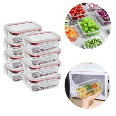 Imagem de 8 Pote Hemertico Vidro Frezzer Micro-ondas Organizador 640ml - Belo Vi