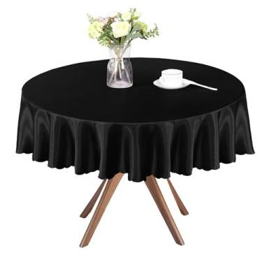 Imagem de Homiest 1 pacote com 1,5 m toalha de mesa redonda de 1,5 m, sobreposição de toalha de mesa preta para recepção de casamento e banquete de formatura