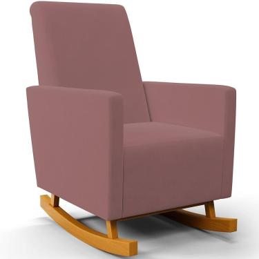Imagem de Poltrona De Amamentação Com Balanço Ravena W01 Suede Rosê - Lyam Decor