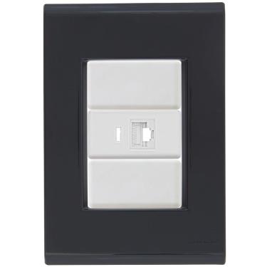 Imagem de Cj Tomada Rj45 Rj 45 Ethernet Liz Grafite Tramontina Completo Pronto Tramontina