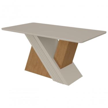 Imagem de Mesa De Jantar Lopas 1,70 Venus Com Vidro Serigrafado Amendoa Clean/off White