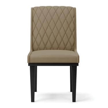 Imagem de Cadeira Sala De Jantar Base Madeira Preto Kit 4 Sofia Suede D03 - D'rossi Cor Marrom Rato