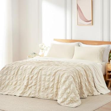 Imagem de Cozy Bliss Edredom refrescante Seersucker Xadrez King, Q-Max 0,4 Cobertor Reversível Leve Refrescante, Respirável, Seda, Suores Noturnos, Cáqui