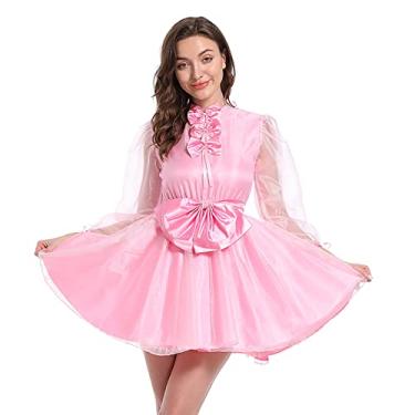 Imagem de Hoplizy Roupa feminina de empregada maricas cosplay lolita laço fantasia francesa (G) rosa