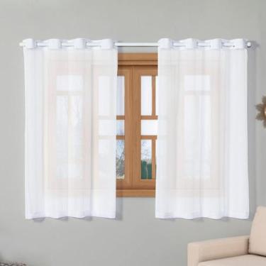 Imagem de Cortina Voal Transparente 2,20M X 1,40M Sala Varanda Branco - Enxoval 
