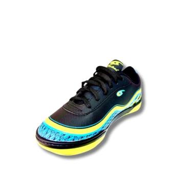 Imagem de Tênis Carreiro Futsal CR055, Preto, Verde e Azul, Solado Antiderrapante, Design Moderno (Preta, BR, Criança de 9 a 12 anos, Numérico, 35)