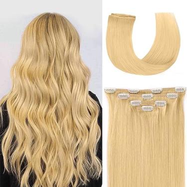 Imagem de Winsky Extensões De Cabelo Humano Remy 20" Com Clipe Para Mulheres - Liso E Sedoso, 75 Gramas, 4 Peças, Loiro Descolorido, Cor #613
