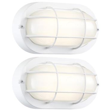 Imagem de GRUENLICH Luminárias De Parede Externas Ovais 8,5'', Luz Anteparo Led Regulável, Iluminação Para Sauna E Áreas Externas, Classificação Etl, 6 W, 600 Lúmens, Branco Quente 3000 K, Alumínio Fundido Br