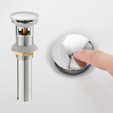 Imagem de BATHFINESSE Tampa De Ralo Para Pia Banheiro Com Válvula Descarga Montagem Em Cromo Polido, Compatível Furos Padrão 1-1/2" A 1-3/4"