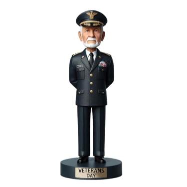 Imagem de Oficial Militar Bobblehead in Dress Uniforme feito à mão personalizado a partir da sua foto, presente atencioso para militares aposentados no Dia dos Veteranos, ideal para exibição doméstica para