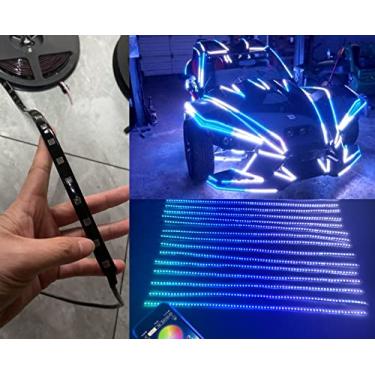 Imagem de Ydzwavui Ip65 Fitas De Led Pcb Pretas Fumê À Prova D'Água Com Tonalidade - 12 Peças 2 Metros E Pés, Dream Color Chasing Para Motocicletas Polaris Slingshot, Ryker Spyder, Aplicativo + Controle Remot