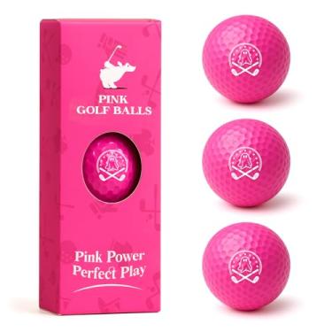 Imagem de Bolas de golfe divertidas rosa fantasma para mulheres – Rosto de emoji chocado, rosa de alta visibilidade, manga com 3 bolas de treino inovadoras, presente de golfe fofo para ela, mulheres e meninas