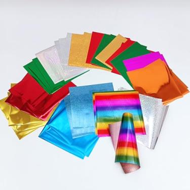 Imagem de alinacutle 10 Cm X - 102 Folhas (6 17 Cores) Folha De Transferência Metálica Quente Para Scrapbooking, Artesanato/Planejador/Convite, Pacote Com