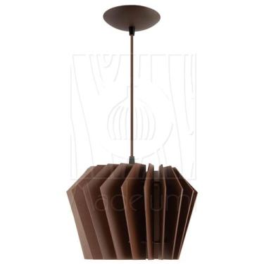 Imagem de Luminaria Pendente Diamond Madeira Soquete E27 Mesa Sala - Madelumi, M