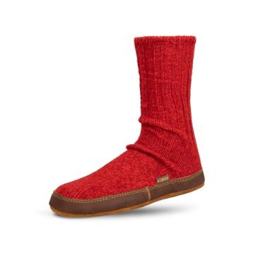 Imagem de Acorn Meias femininas e masculinas originais, palmilha acolchoada flexível com sola de camurça, comprimento médio, Lã Crimson Ragg, XX-Large