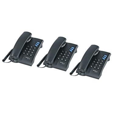 Imagem de Kit 3 Telefones Pleno Intelbras Preto