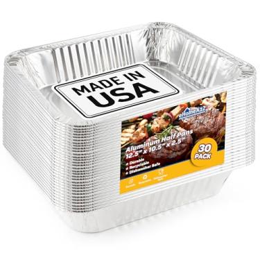 Imagem de EHOMEA2Z Panelas de alumínio (pacote com 30) – FEITAS NOS EUA, bandejas de alumínio descartáveis para churrasco, grelhar, assar, catering e restaurantes, bandejas de lagostins, 23 x 33 cm