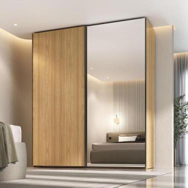 Imagem de Guarda Roupa Casal 2 Portas de Correr c/ Espelho 100% MDF - Mambel Q, 