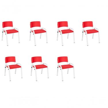 Imagem de Kit 7 Cadeira Iso Infantil Creche, Escola Base Branco Vermelho