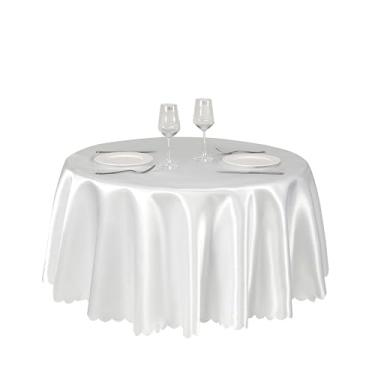 Imagem de Counfeisly 1 pacote com toalha de mesa redonda de 272 cm, toalha de mesa de cetim sedoso, sobreposição de tecido liso, decoração de mesa para festas de casamento e eventos de banquete