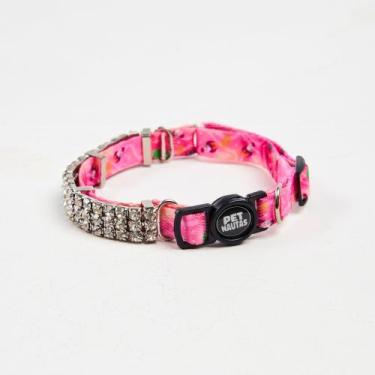 Imagem de Coleira gato Premium lisa com strass e fita seda - Mundo animal 
