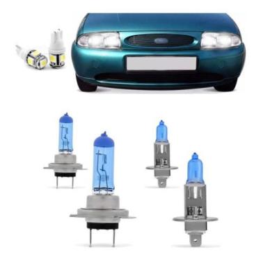 Imagem de Kit Lâmpadas Fiesta 96 97 98 99 Super Brancas Farol H7 H1 - Blue lion