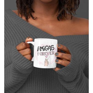 Imagem de Caneca Cerâmica Branca Amigas Forever - Caneca Amarela