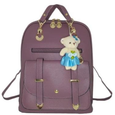 Imagem de Bolsa Mochila Feminina Chaveiro Urso Passeio Escolar - Kingleen, Roxo