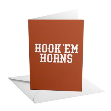 Imagem de Desert Cactus Cartão de felicitações da Universidade do Texas 12 x 17 cm Longhorns UT Austin papelão dobrado único com envelope para celebração de festa (E - branco)