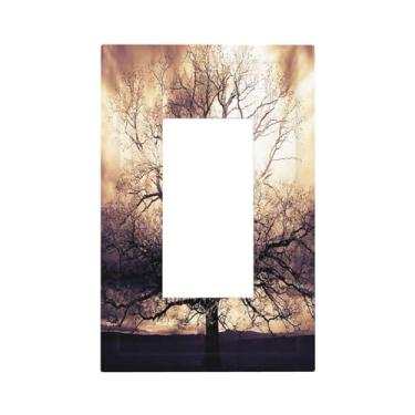 Imagem de Brown Tree 1 Gang Rocker Light Switch Cover Single Rocker Capa decorativa para placas de parede GFCI placa elétrica para decoração de casa