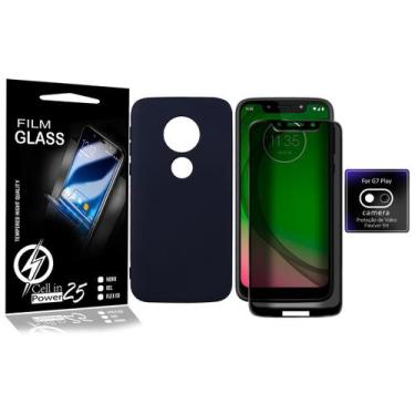 Imagem de Capa VELUDO + Pel Privac.3d + Pel Da Câm. P/ Moto G7 Play XT1952 5.7 -