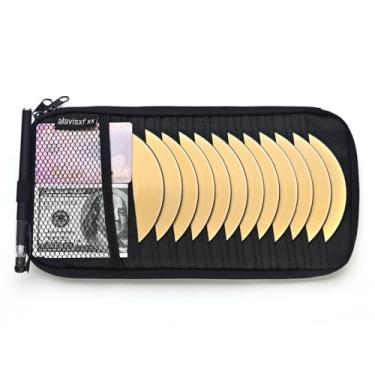 Imagem de alavisxf xx Suporte de CD de carro, organizador de armazenamento de viseira de veículo em DVD, estojo de grande capacidade com 12 mangas, 1 bolso de malha, 1 suporte de caneta, 1 bolso interno