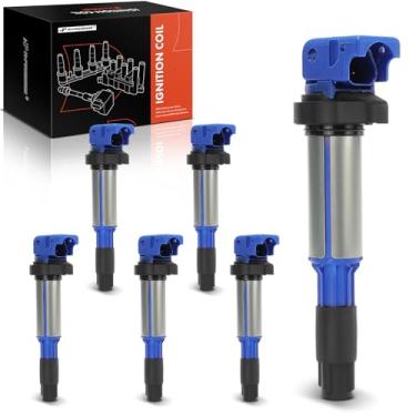 Imagem de A-Premium (azul) Pacote de bobina de ignição do motor compatível com BMW 320i, 325Ci, 325i, 325xi, 330Ci, 330i, 330xi, 525i, 530i, 760i, 760Li, M3, M760i xDrive, X3, X5, Z3, Z4 e Rolls-Royce Phantom