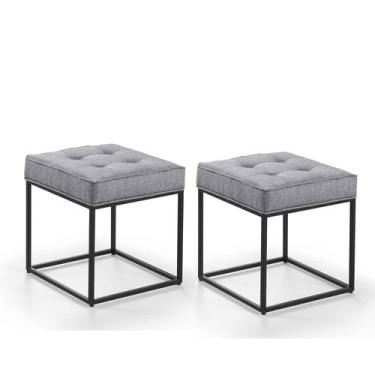 Imagem de Kit 02 Pufe Estilo Industrial Quadrado Pés Metal Croata - Due Decor, L