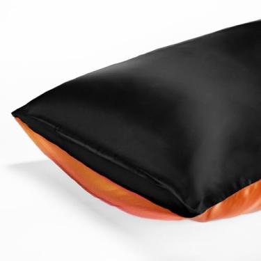 Imagem de Oriental Lakeside® Fronha de seda 100% pura 22 Momme Mulberry - Capa de almofada de seda com fecho de envelope (1, Noirange, padrão (50,8 cm x 66 cm))