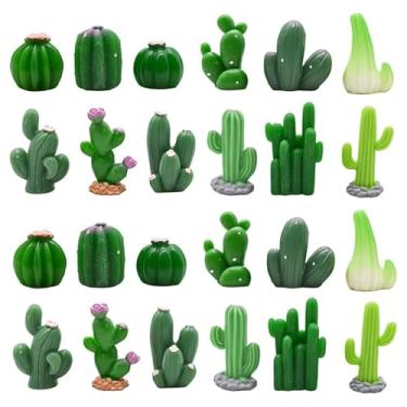 Imagem de Garneck peças de mini cacto de resina: estatuetas de plantas suculentas em miniatura 12 estilos fofos pequenos cactos verdes artificiais para bonsai de jardim, decoração de paisagem