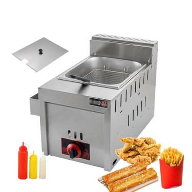 Imagem de KKSOUFX Fritadeira Comercial,Fritadeira De Grande Capacidade De 6 L/16 L, Fritadeira Com Controle De Interruptor Independente, Controle De Temperatura De 50 A 380 °C