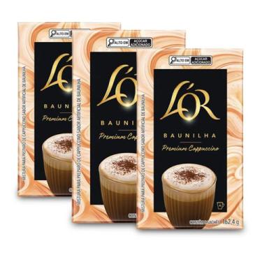Imagem de Cappuccino Solúvel LOR Baunilha Kit 3 Caixas de 162,4g - L'OR